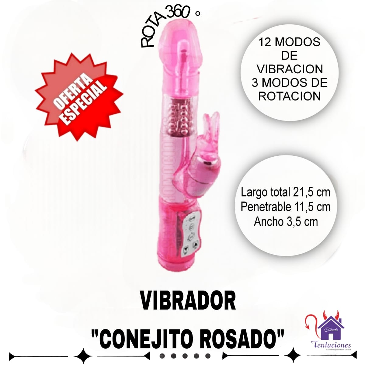Vibrador Conejito Rosado-Tienda Tentaciones-Sex Shop Ecuador