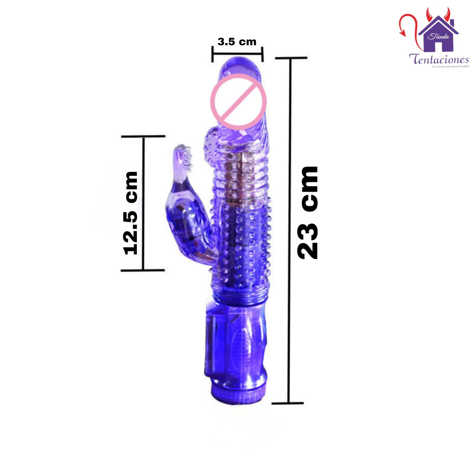 Esta imagen describe las Medidas y Forma de Uso del Vibrador Jack Fish