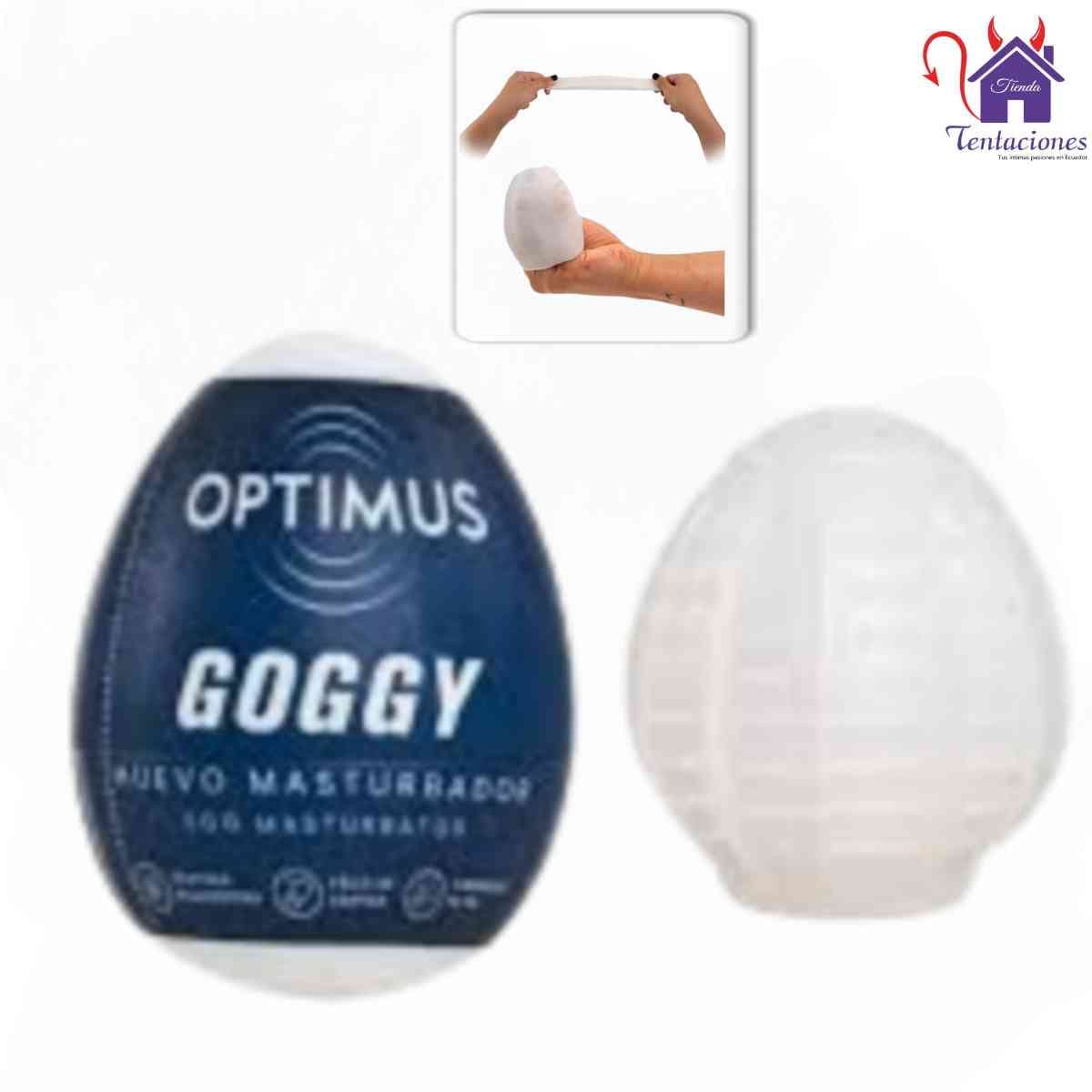 La imagen describe la forma de uso del masturbador vagina Goggy