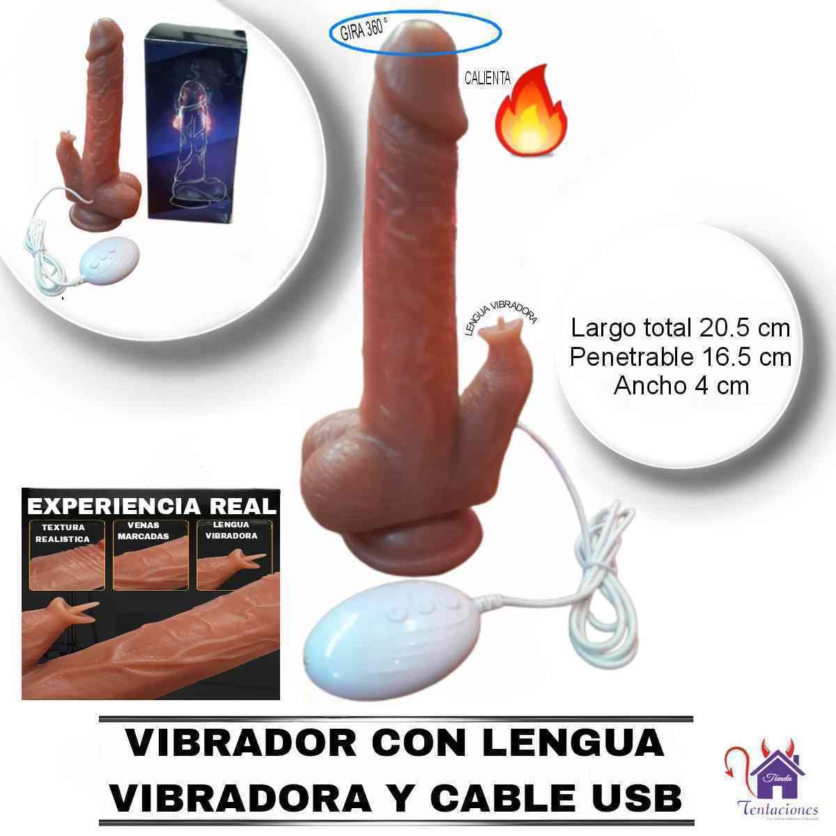 Vibrador con lengua y cable USB-Tienda Tentaciones-Sex Shop Ecuador