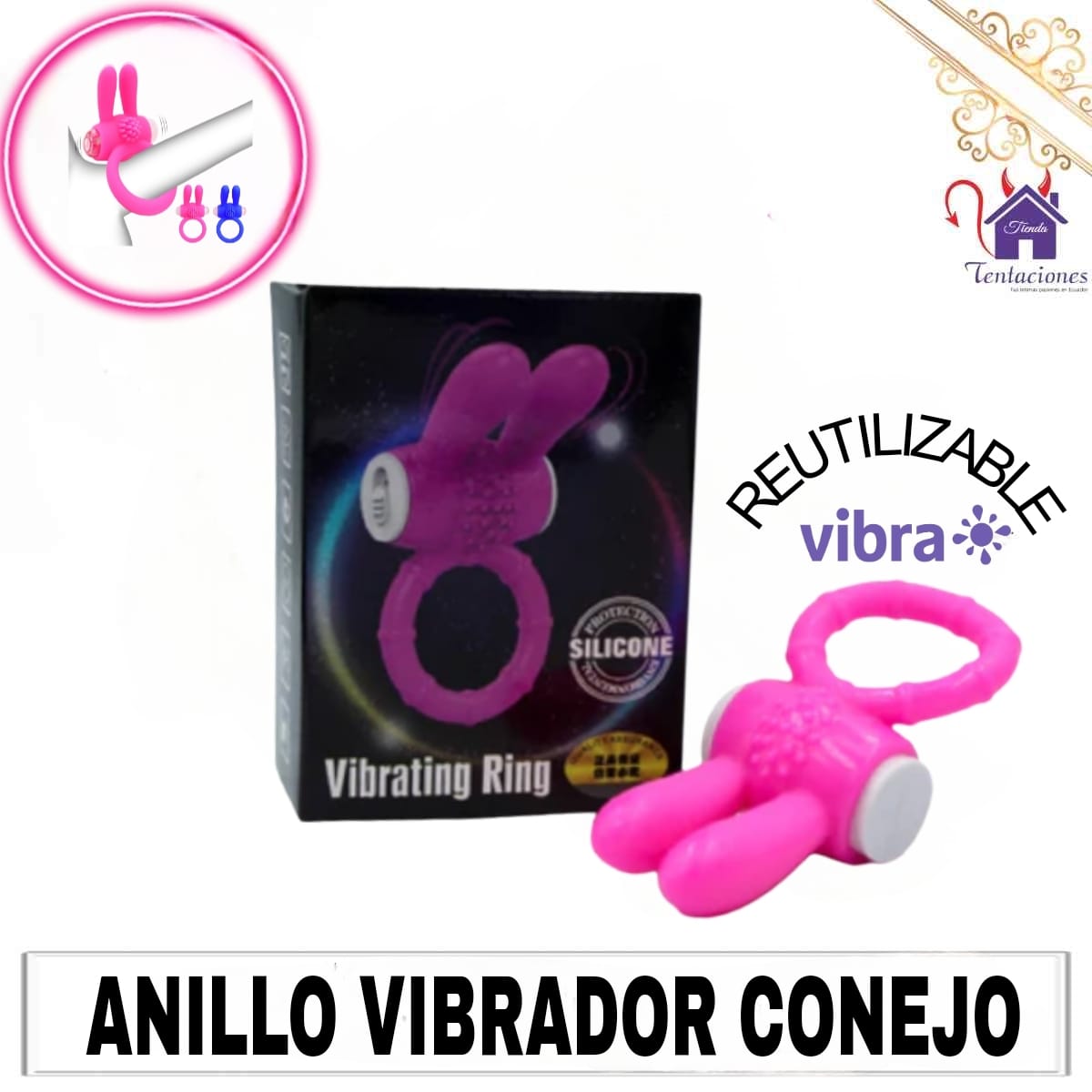 Anillo Vibrador Conejo-Tienda Tentaciones-Sex Shop Ecuador