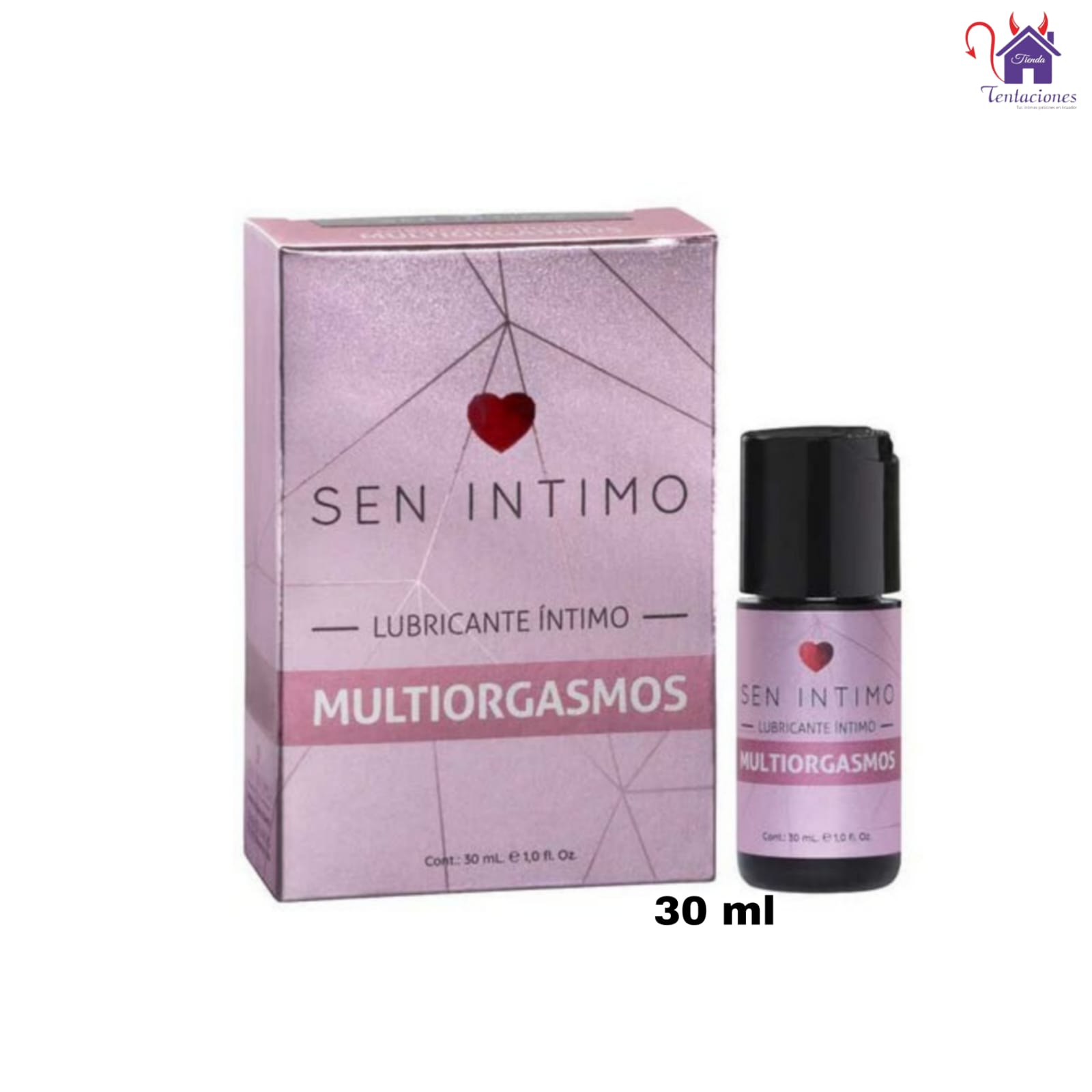 Esta imagen describe la Presentación y Contenido del Lubricante Multiorgasmos Sen Intimo