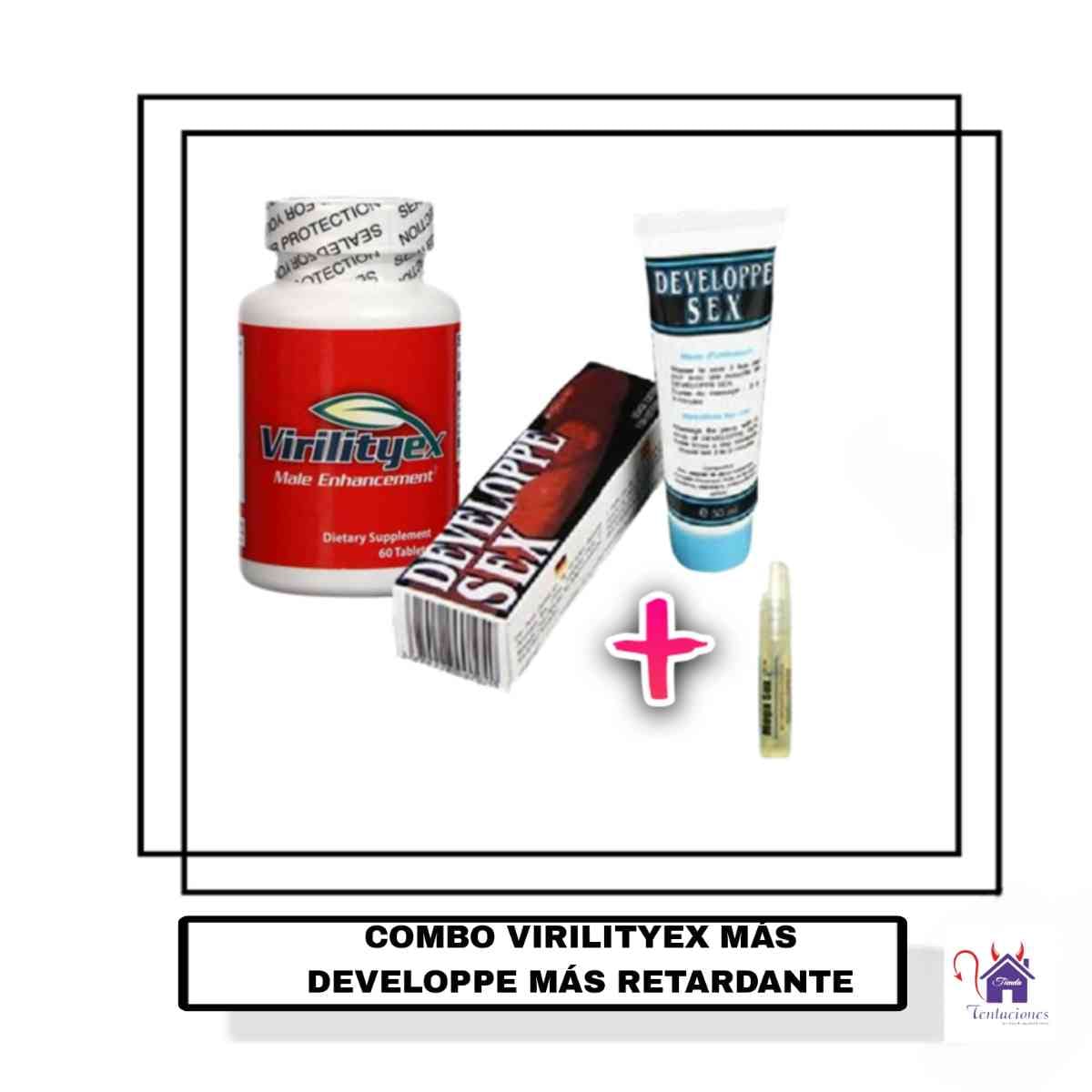 Combo Virilityex+Crema Developpe+Retardante-Tienda Tentaciones-Sex Shop Ecuador