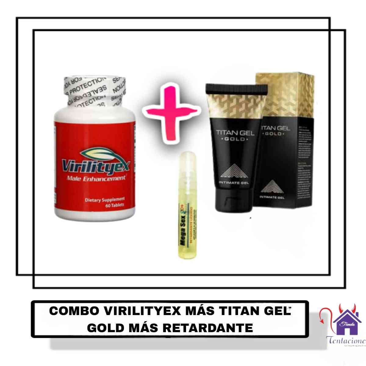 Combo Virilityex+Titan Gel Gold+Mega Sex-Tienda Tentaciones-Sex Shop Ecuador