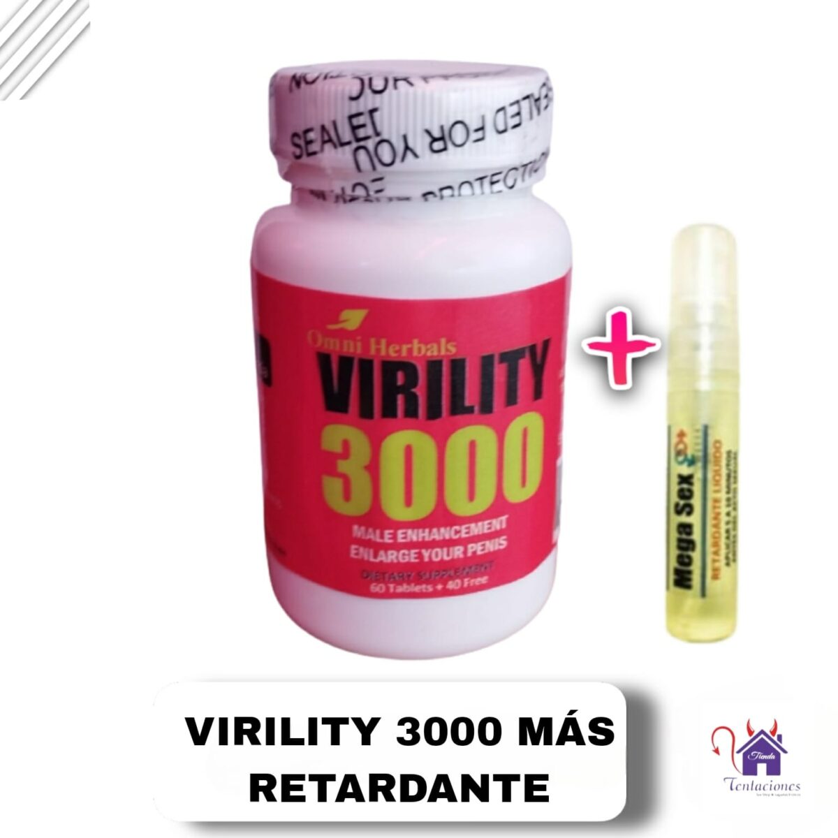 Combo Virility 3000+Retardante-Tienda Tentaciones-Sex Shop Ecuador