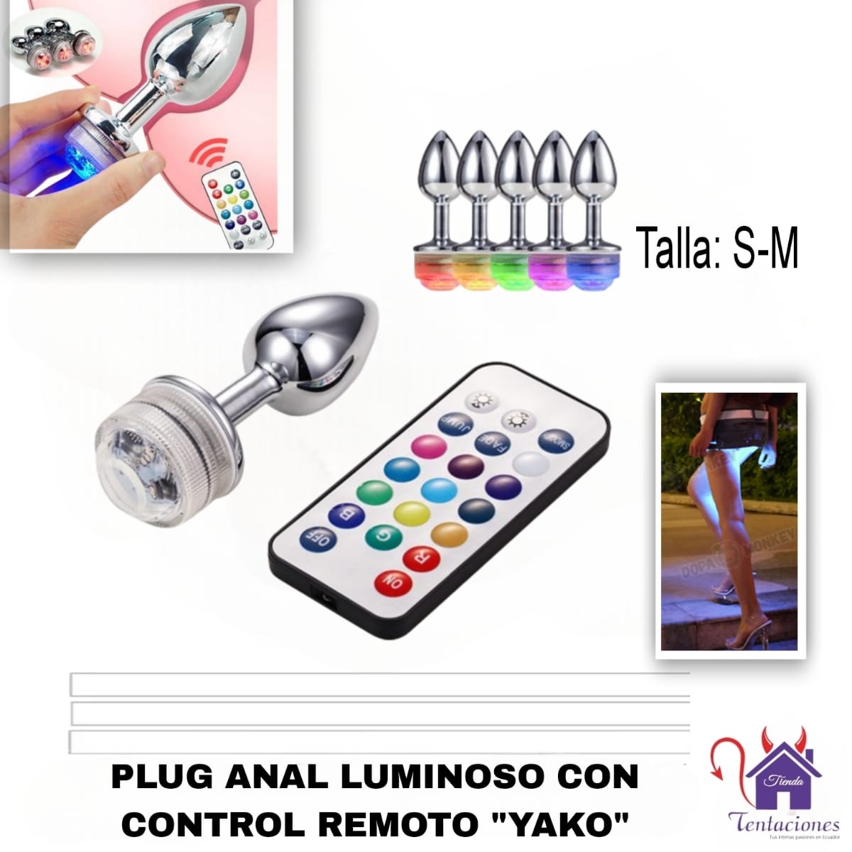 Plug Anal Luminoso Yoko-Tienda Tentaciones-Sex Shop Ecuador