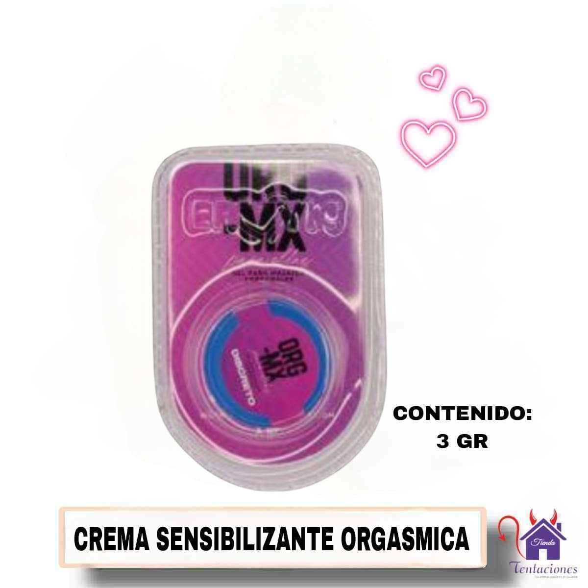 La imagen describe el Contenido de la Crema Sensibilizante Orgasmica