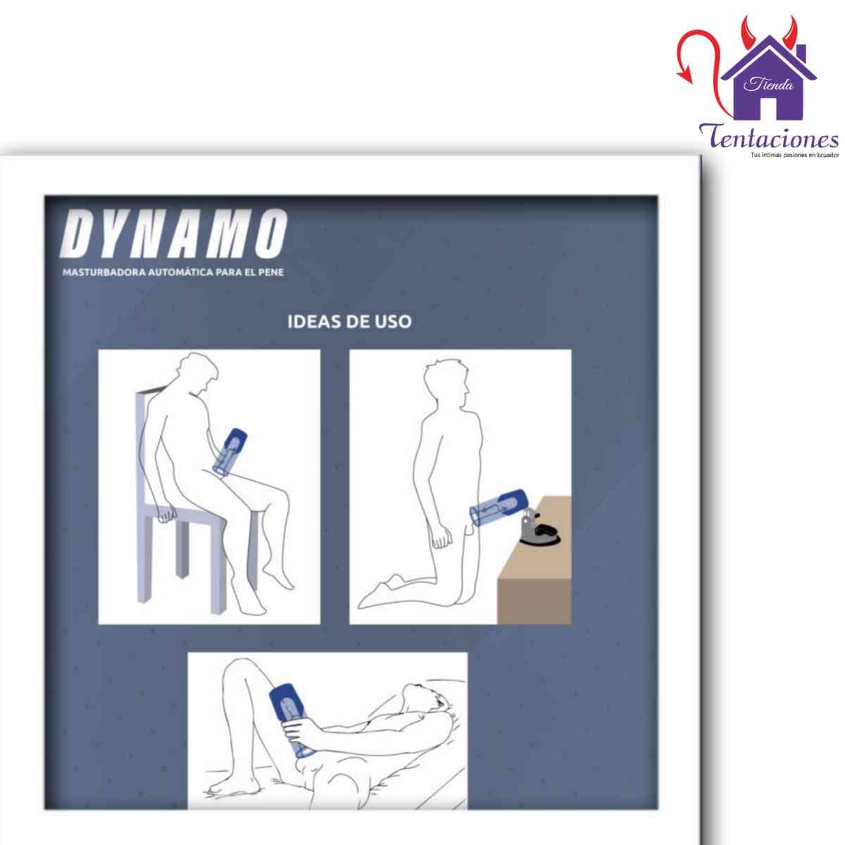 La imagen describe las Ideas de Uso del Masturbador Masculino Dynamo