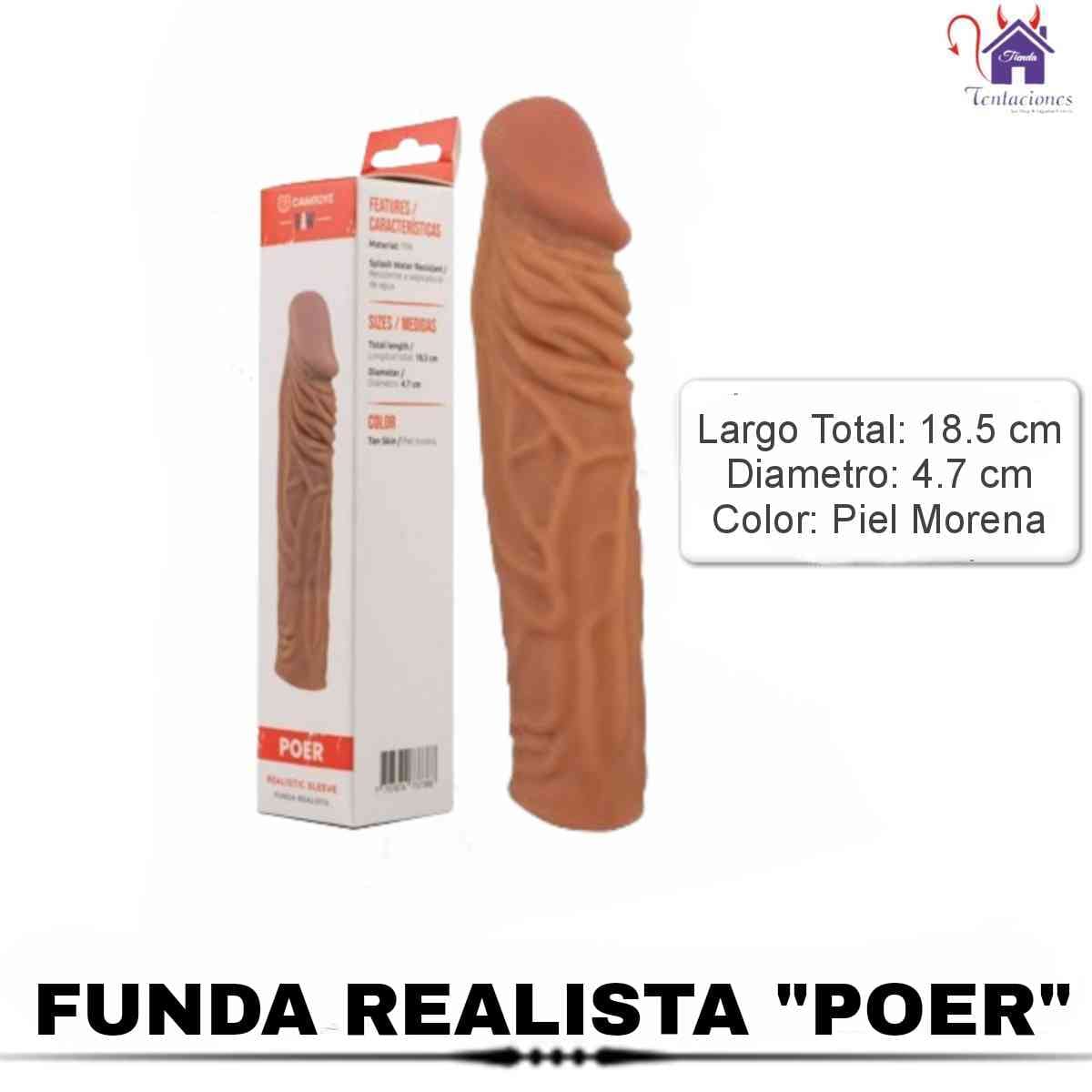 La imagen describe la Medidas de la Funda Realista Poer