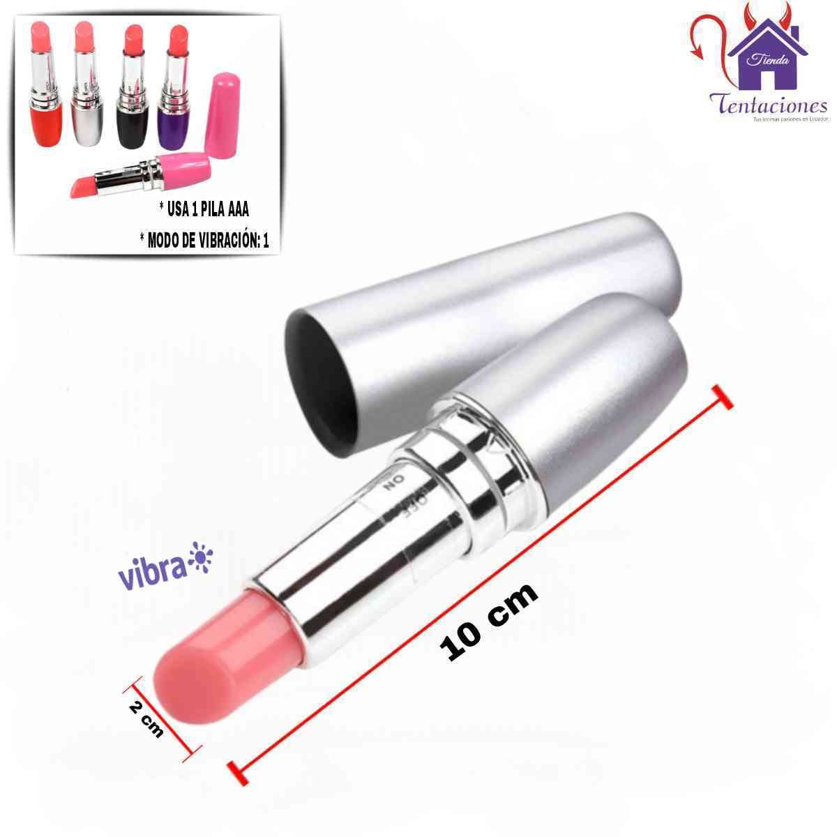 Esta imagen describe las Medidas y Características del Mini Vibrador Labial Lipstick Vibe