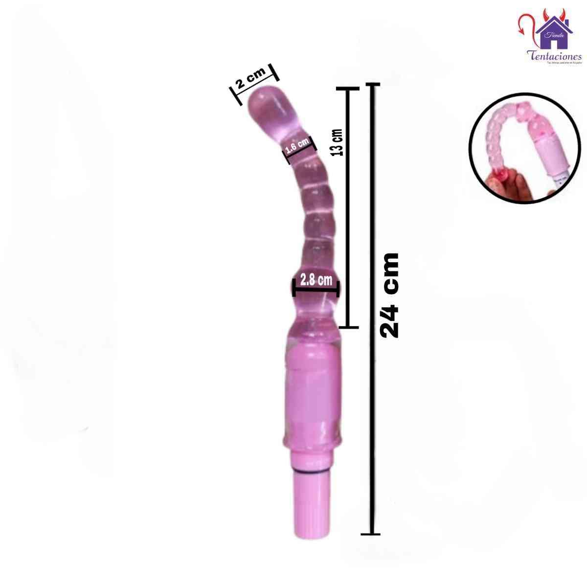 Esta imagen describe las Medidas y Características del Plug Anal con Vibración Beads
