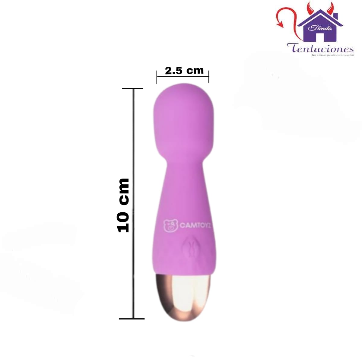 Esta imagen describe las Medidas y Presentación del Vibrador Hitachi Masajeador Lunara