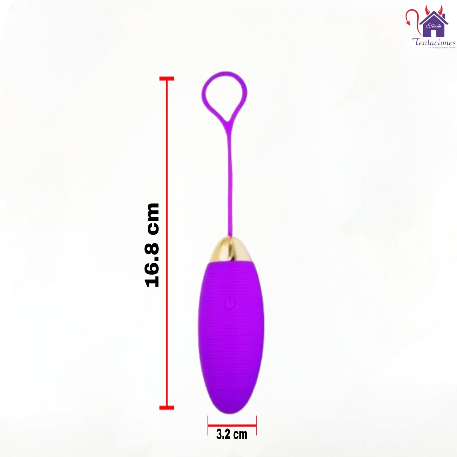 Esta imagen describe las Medidas y Características del Huevo Vibrador Recargable con Control Remoto Jan