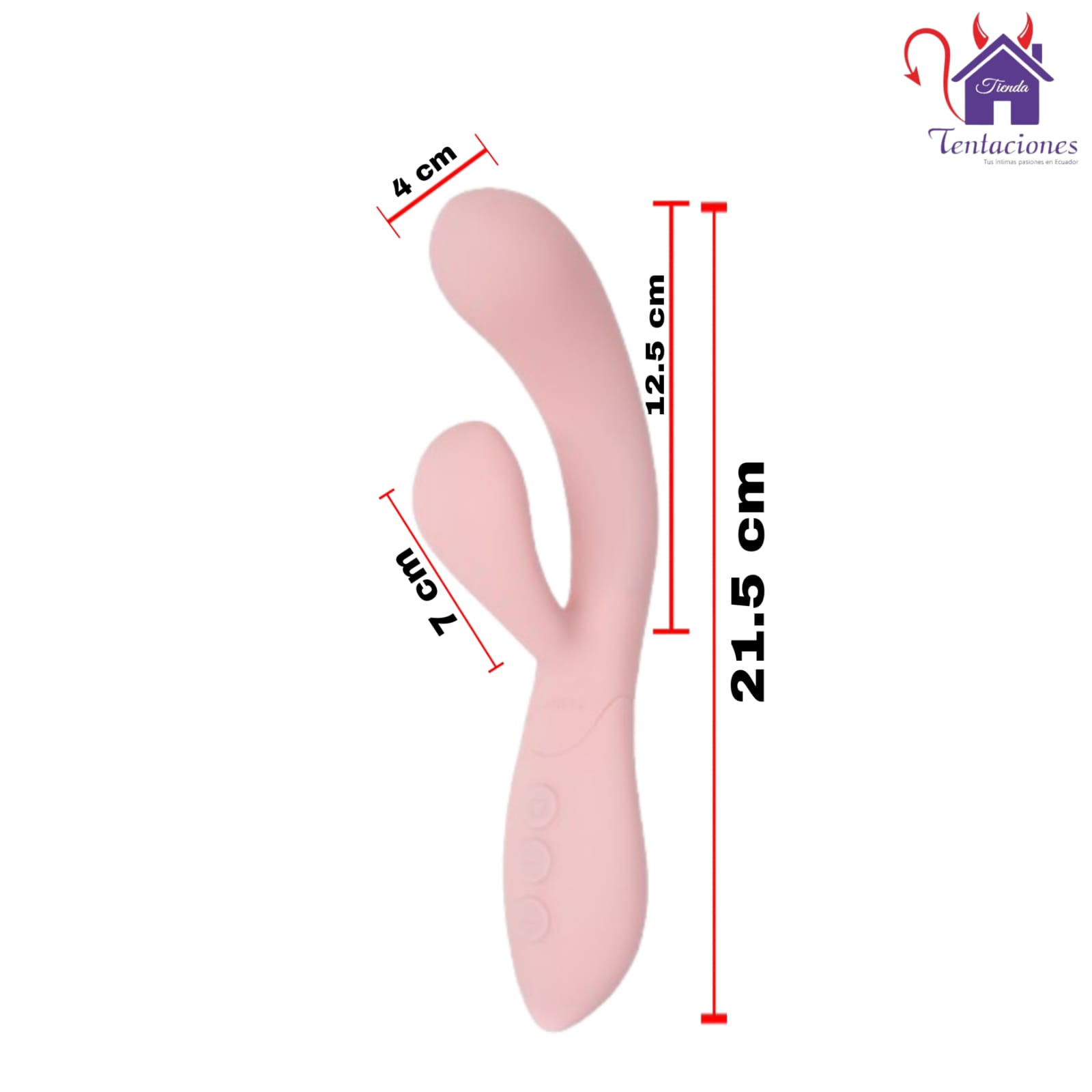 Esta imagen describe las Medidas y Características del Flexi Vibrador Rabbit con App
