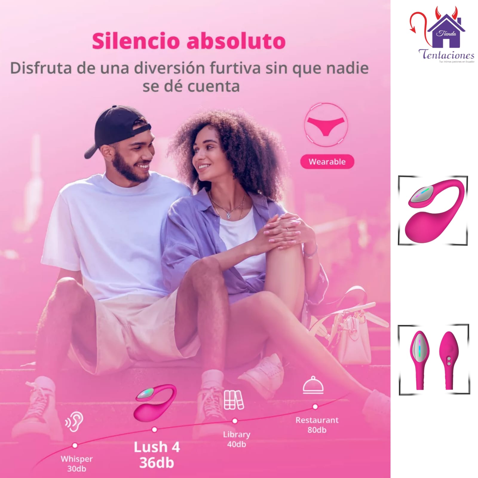 Esta imagen describe el Contenido y las Características del Lovense Lush 4 Vibrador