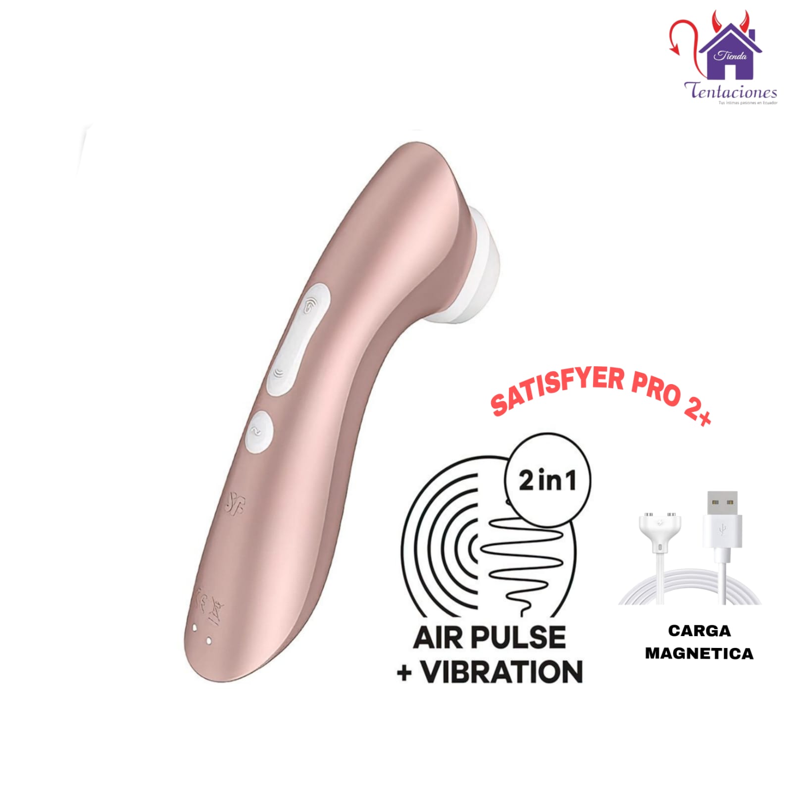 Esta imagen describe la Forma de Uso y Características del Satisfyer Pro2+ Succionador