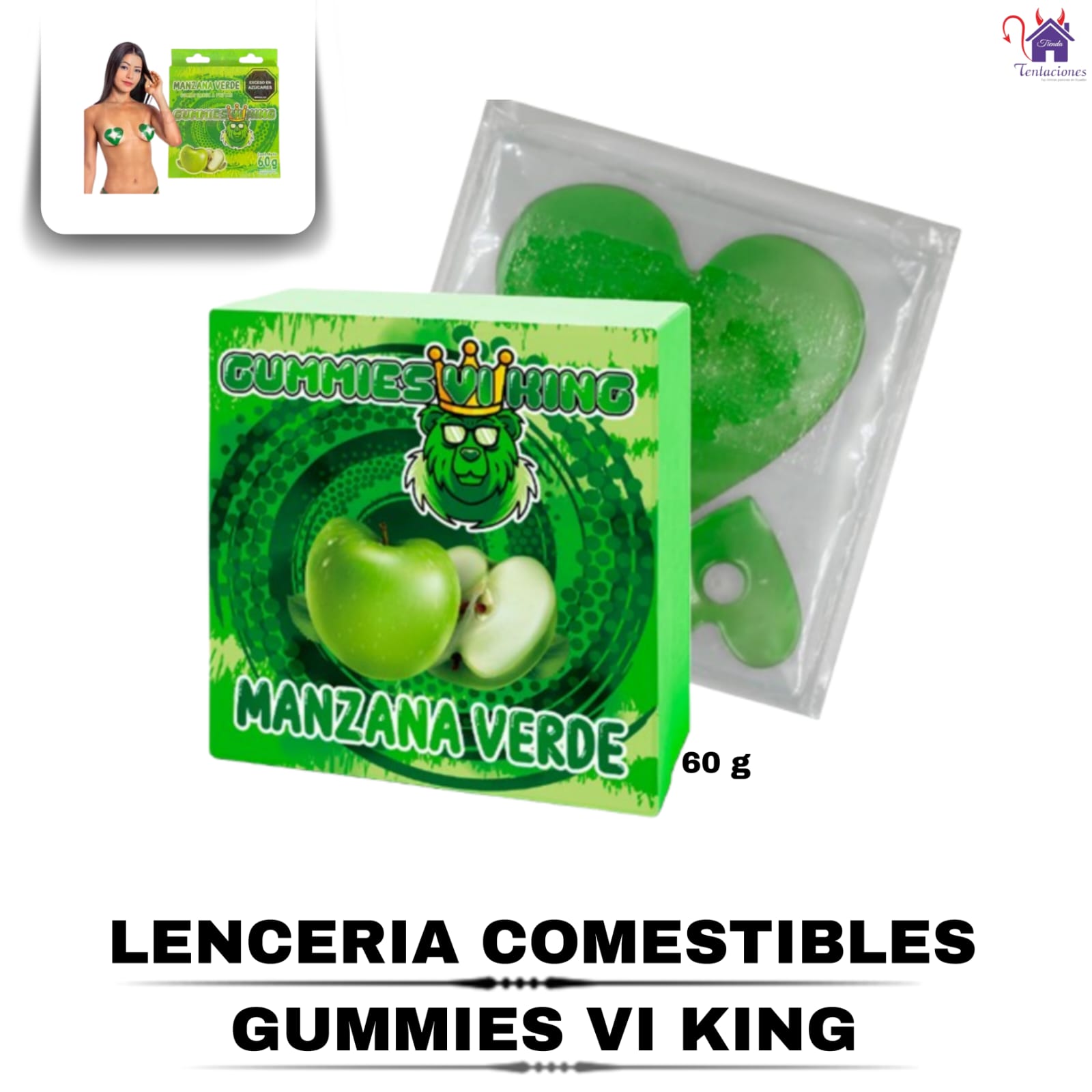 Esta imagen describe la Presentación y Contenido de la Lencería Comestibles Vi King