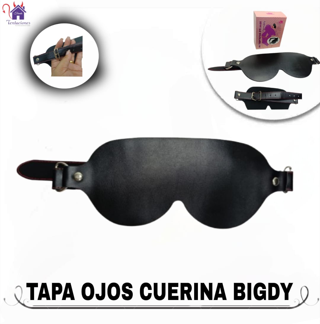 Esta imagen describe la Presentación y Contenido del Tapa Ojos Cuerina Bigdy