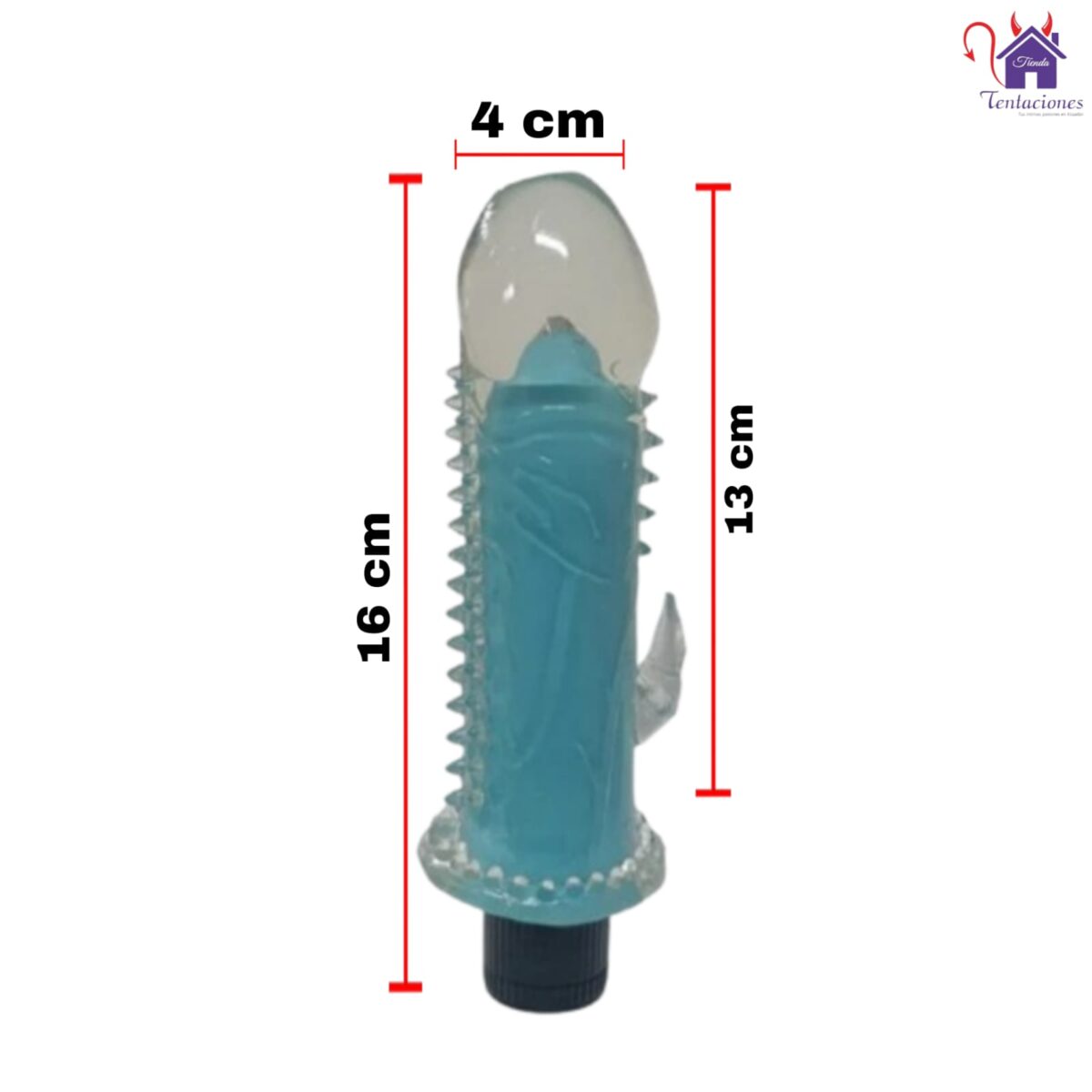 Esta imagen describe las Medidas y Contenido del Vibrador Poppy